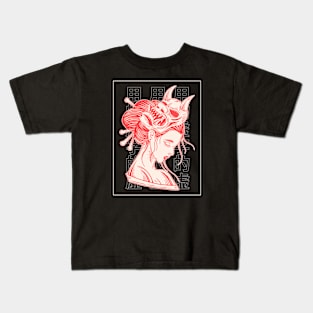 Oni mask Girl pink Kids T-Shirt